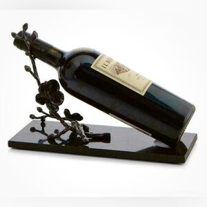 Michael Aram Black Orchid Wine Rest made of black nickelplate and granite Euc